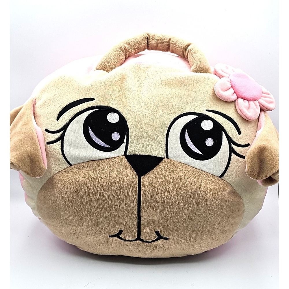 Totally Me Pink Pug Dog Plush Throw Pillow 16" ToysR Us 2009 Stuffed Cushion Y2K